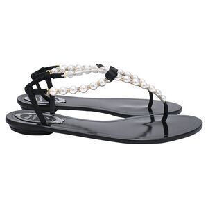 René Caovilla Pearl Embellished Flat Sandals